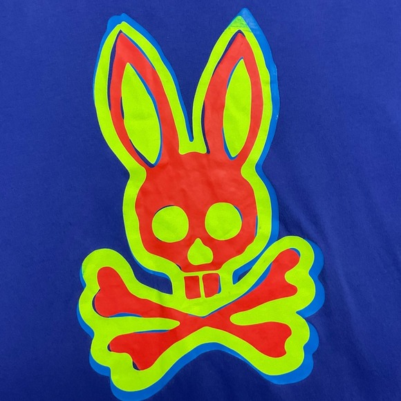 Psycho Bunny T-Shirt Mens 5 Medium Purple Skull Bunny Crossbones Logo Graphic - Picture 6 of 6